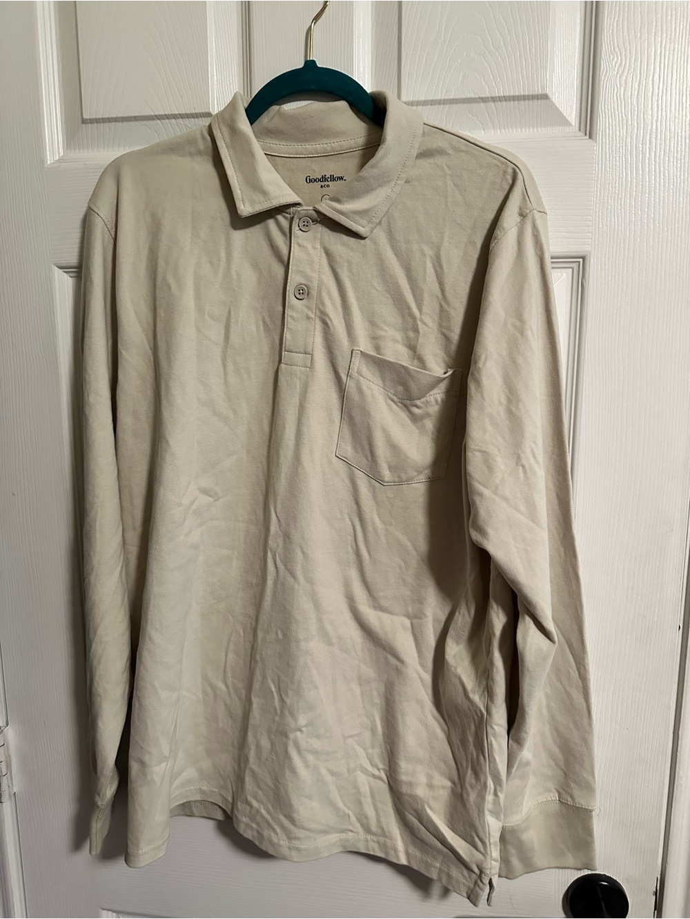 Goodfellow & Co Long-Sleeve Polo Shirt - Light Beige